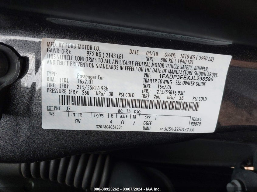 2018 FORD FOCUS SE - 1FADP3FEXJL298595