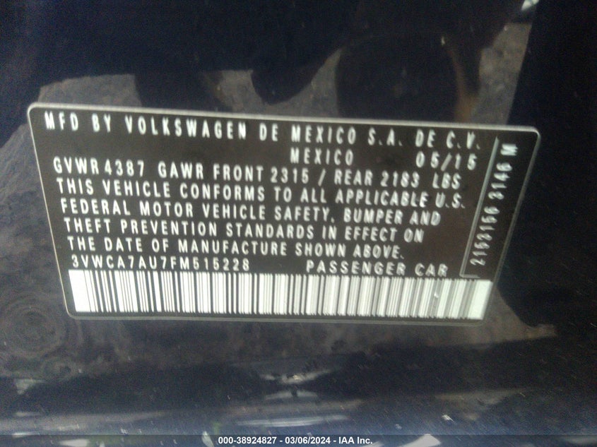 2015 VOLKSWAGEN GOLF SPORTWAGEN TDI SE 4-DOOR - 3VWCA7AU7FM515228