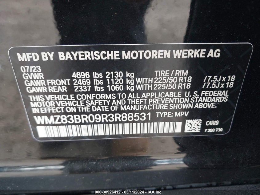 2024 MINI COUNTRYMAN 2.0L I-4 DI, DOHC, V(VIN: WMZ83BR09R3R88531
