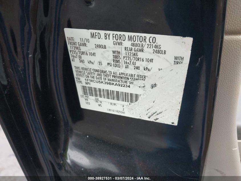 1FMCU5K39BKA92234 2011 Ford Escape Hybrid