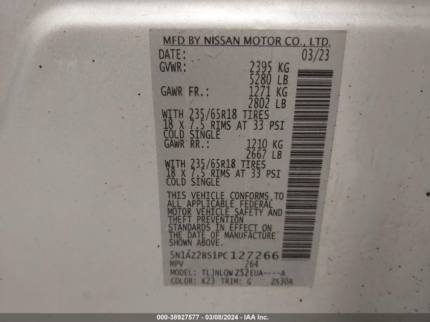 2023 NISSAN MURANO SV - 5N1AZ2BS1PC127266