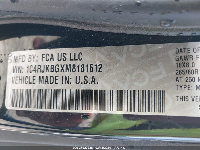 2021 JEEP GRAND CHEROKEE L LIMITED 4X4 - 1C4RJKBGXM8181612