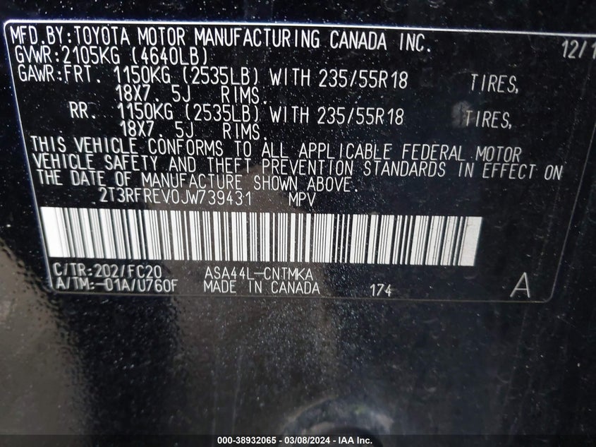 2018 TOYOTA RAV4 ADVENTURE - 2T3RFREV0JW739431