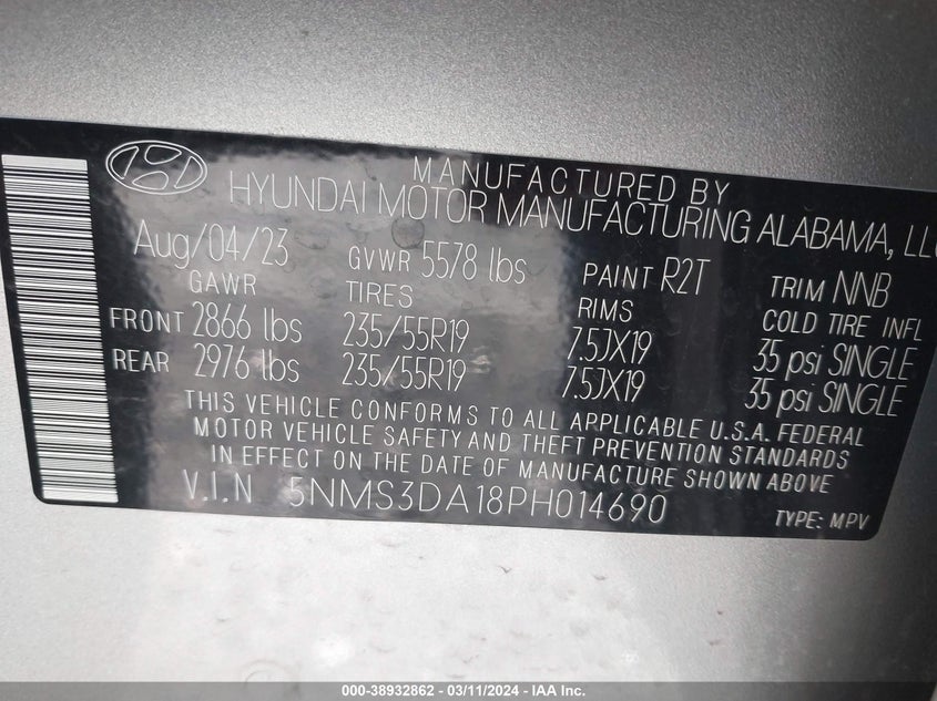 2023 HYUNDAI SANTA FE HYBRID SEL PREMIUM - 5NMS3DA18PH014690