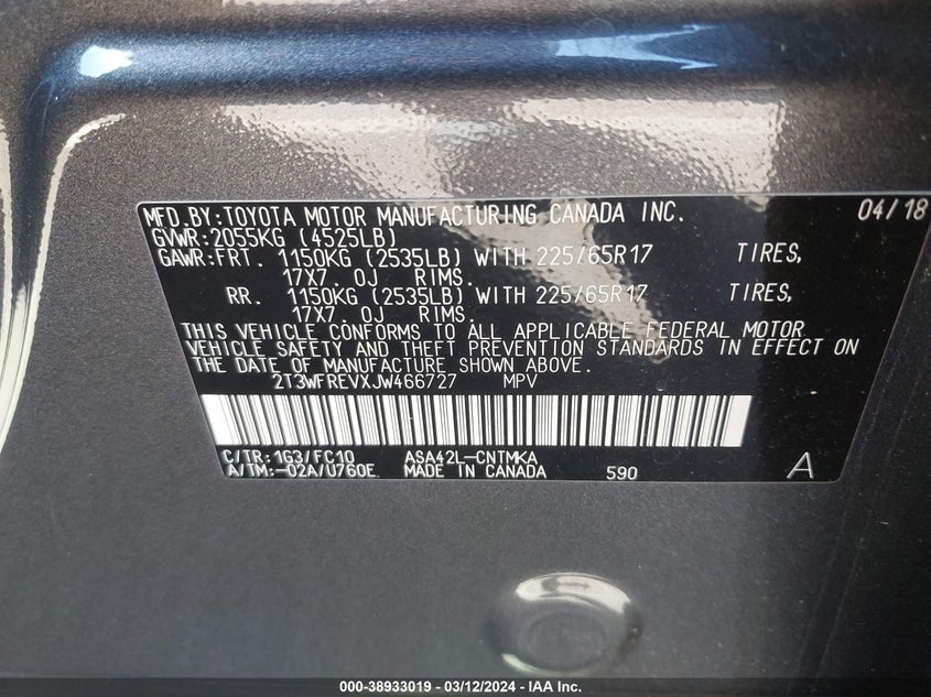 2018 TOYOTA RAV4 XLE - 2T3WFREVXJW466727