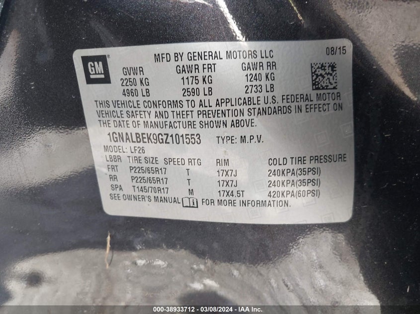 2016 CHEVROLET EQUINOX LS - 1GNALBEK9GZ101553