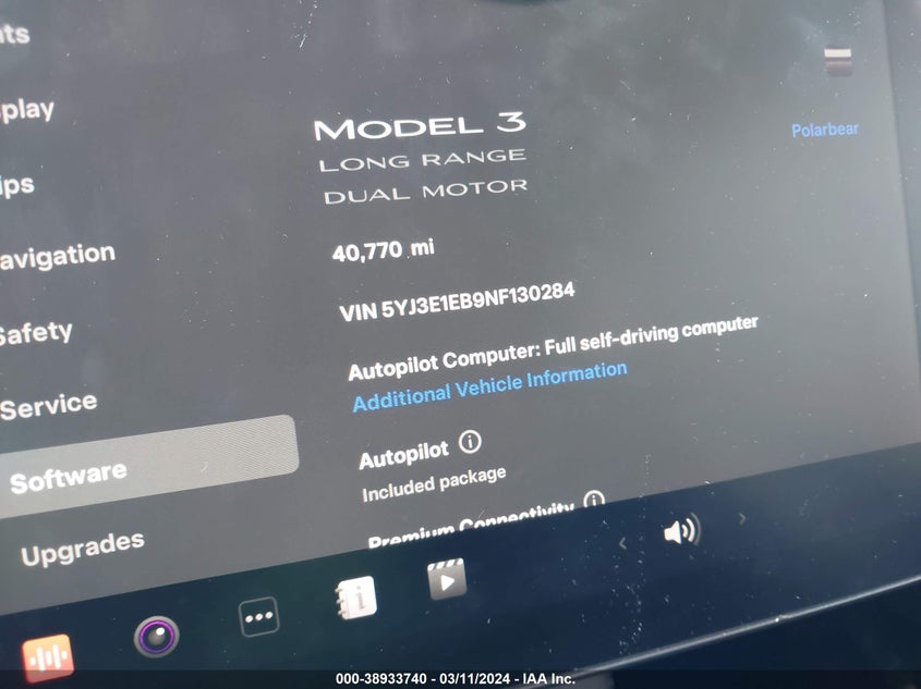 VIN 5YJ3E1EB9NF130284 2022 TESLA MODEL 3
