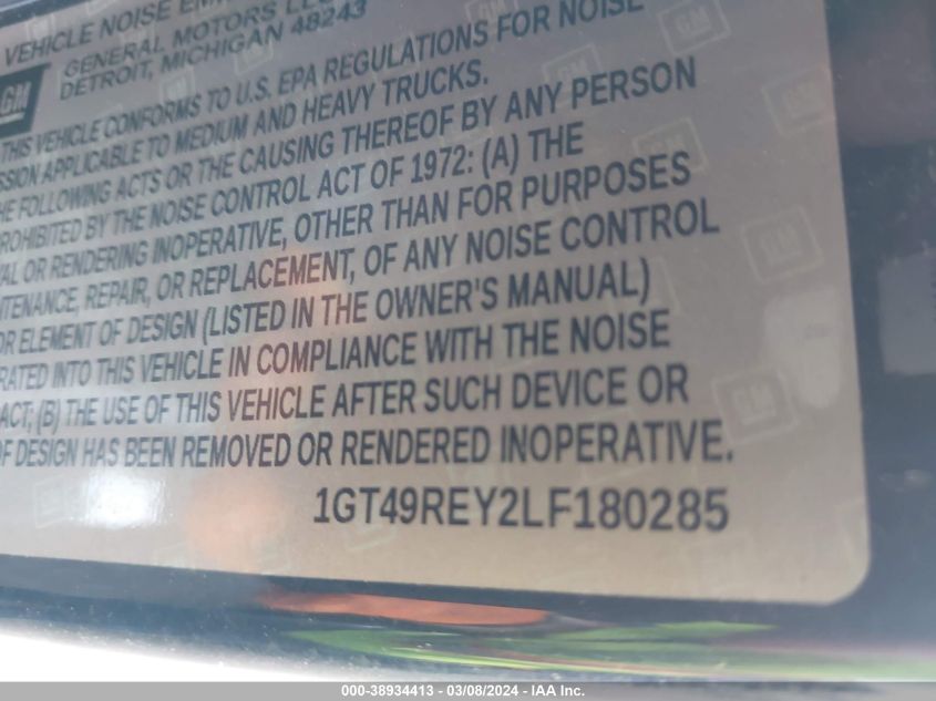 2020 GMC Sierra 2500Hd 4Wd Standard Bed Denali VIN: 1GT49REY2LF180285 Lot: 38934413