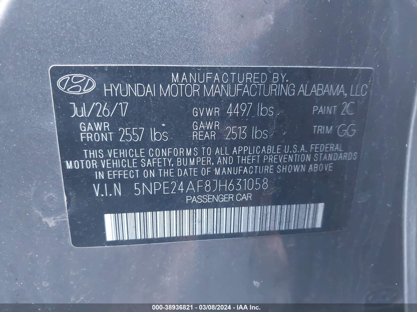 2018 HYUNDAI SONATA SE - 5NPE24AF8JH631058