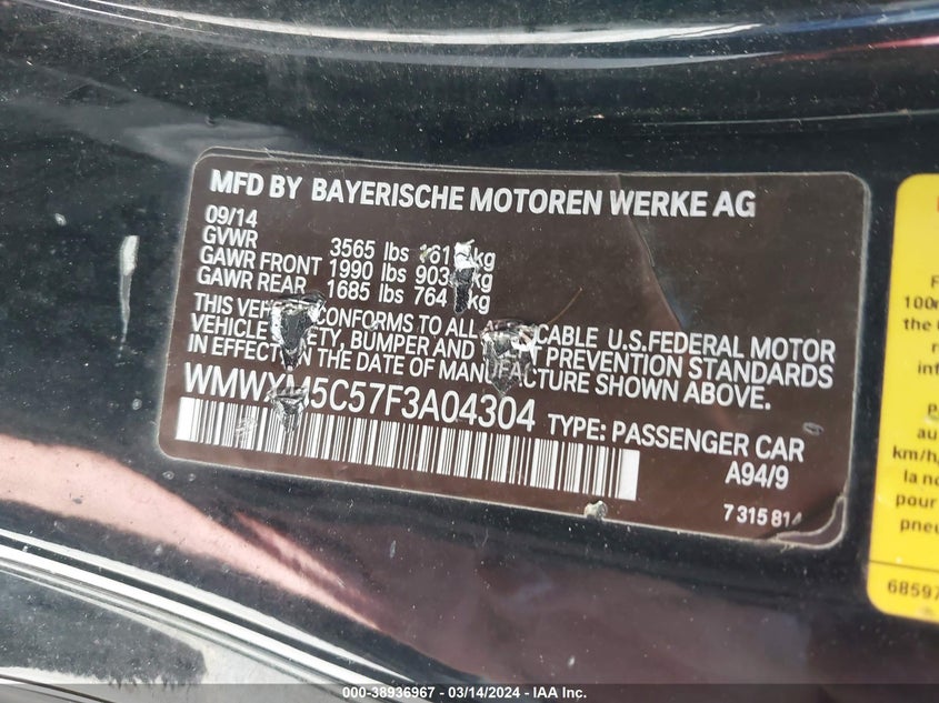 2015 MINI HARDTOP COOPER - WMWXM5C57F3A04304