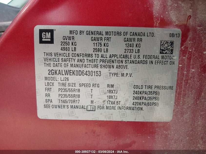 2013 GMC TERRAIN SLT-2 - 2GKALWEK0D6430153