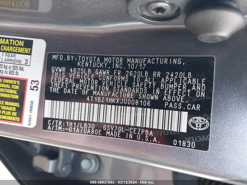 2018 TOYOTA CAMRY XSE/XLE - 4T1BZ1HKXJU008106