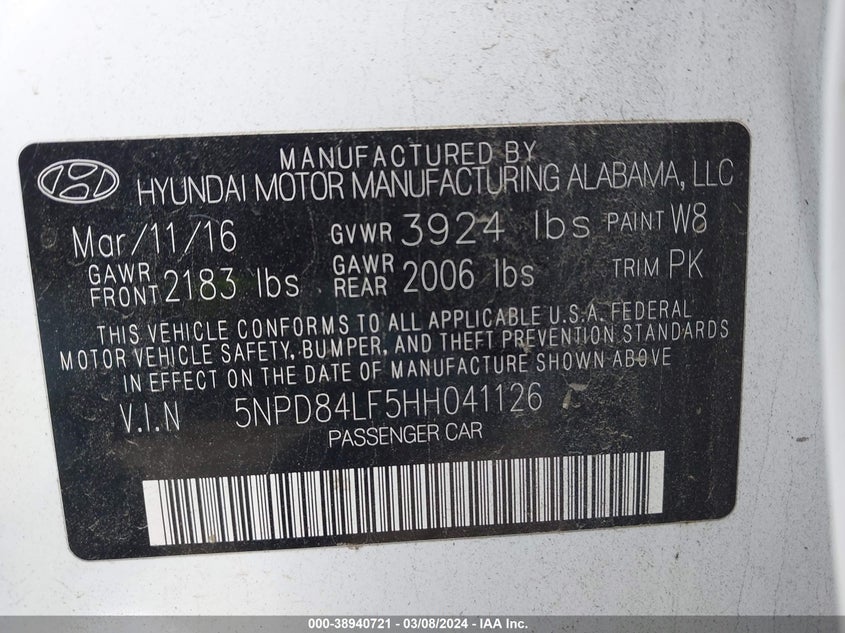 2017 HYUNDAI ELANTRA SE/VALUE/LIMITED - 5NPD84LF5HH041126