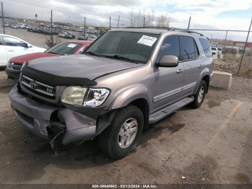 2001 Toyota Sequoia Limited V8 VIN: 5TDZT38A91S016029 Lot: 38940982