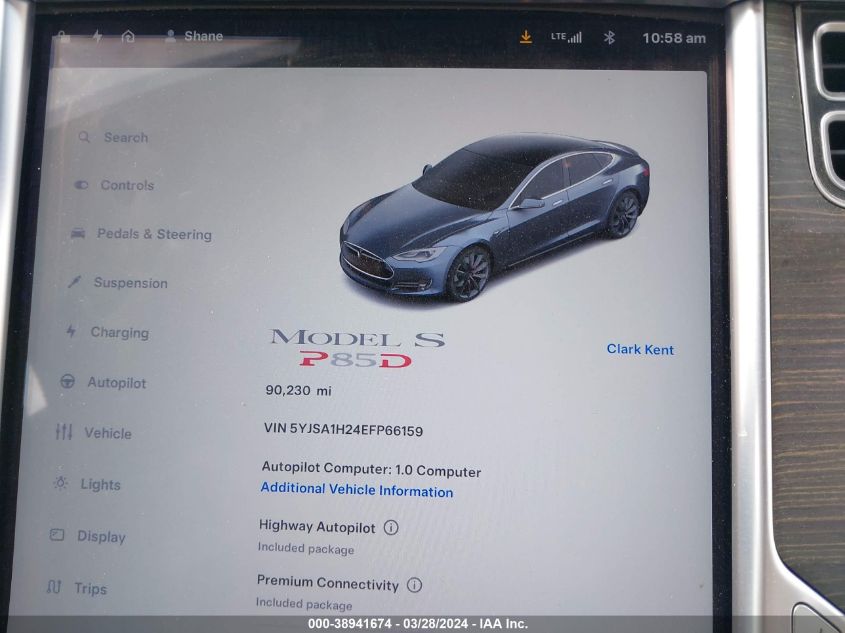 5YJSA1H24EFP66159 2014 Tesla Model S P85D