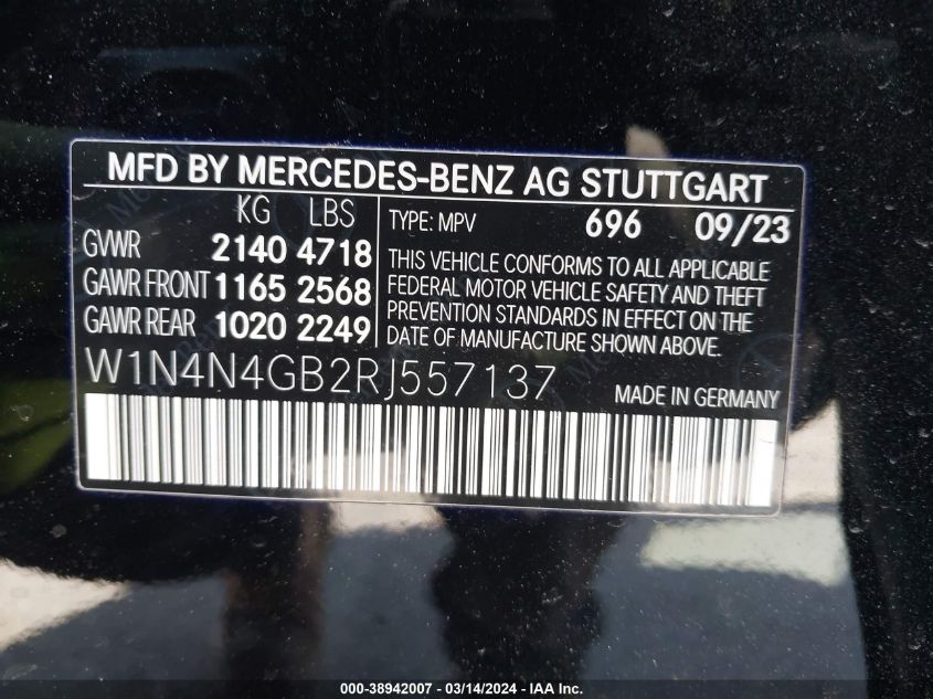 2024 Mercedes-Benz Gla 250 VIN: W1N4N4GB2RJ557137 Lot: 38942007