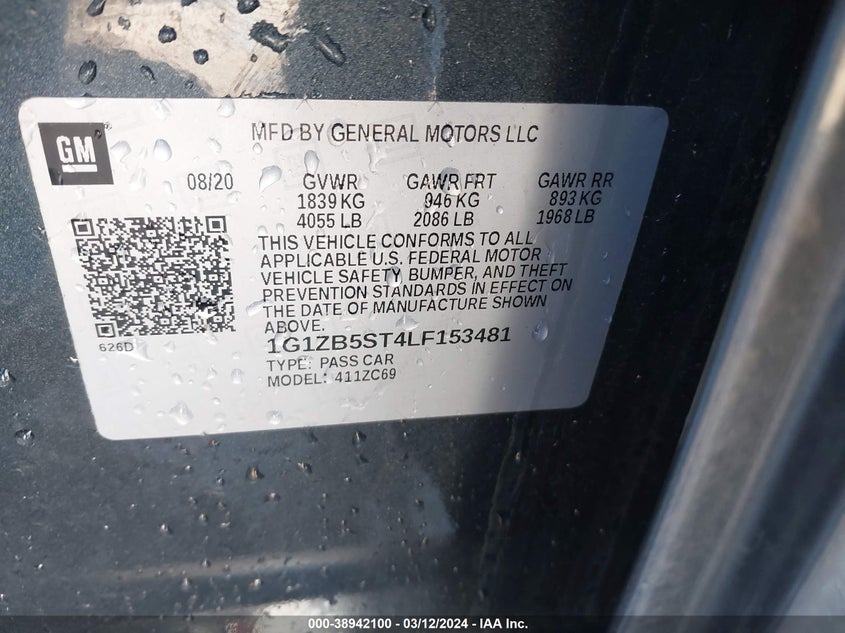 2020 CHEVROLET MALIBU FWD LS - 1G1ZB5ST4LF153481