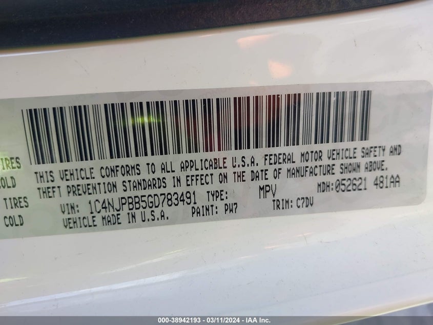 2016 JEEP PATRIOT SPORT - 1C4NJPBB5GD783491