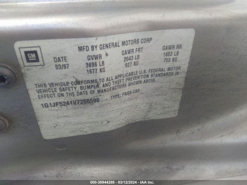 1997 Chevrolet Cavalier Ls VIN: 1G1JF5241V7266599 Lot: 38944288