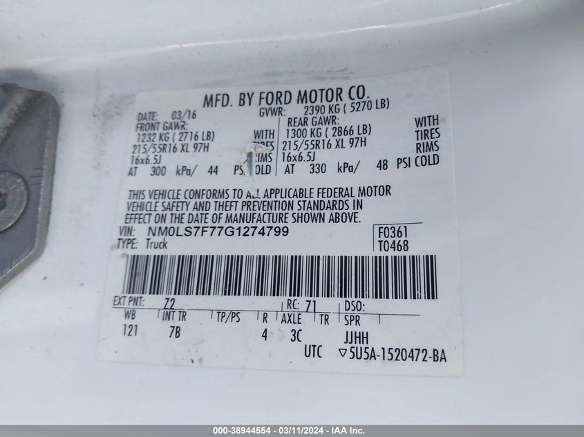 2016 FORD TRANSIT CONNECT XLT - NM0LS7F77G1274799