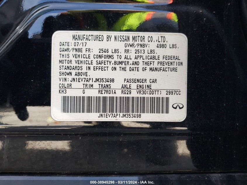 2018 INFINITI Q50 3.0T SPORT - JN1EV7AP1JM353498