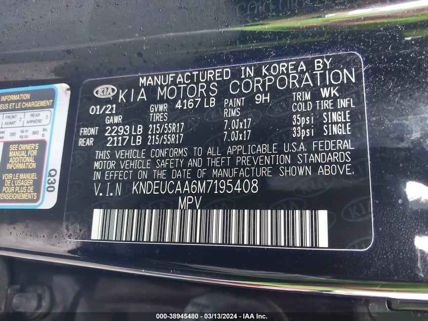 2021 KIA SELTOS S - KNDEUCAA6M7195408