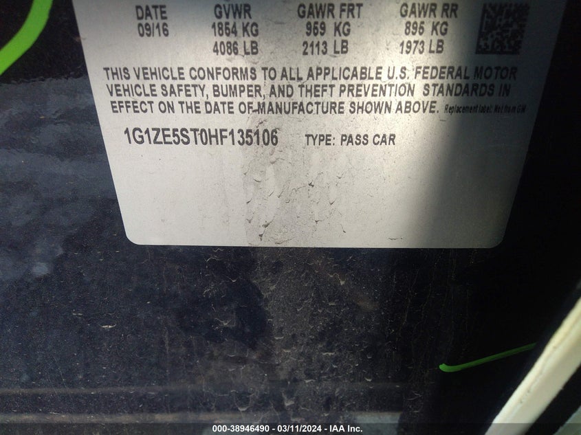 2017 CHEVROLET MALIBU 1LT - 1G1ZE5ST0HF135106