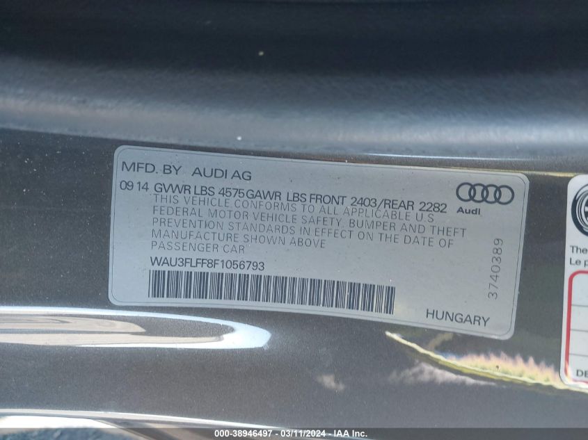 VIN WAU3FLFF8F1056793 2015 AUDI A3 no.9