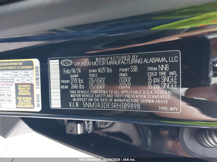 2024 HYUNDAI TUCSON SE - 5NMJA3DE3RH389898