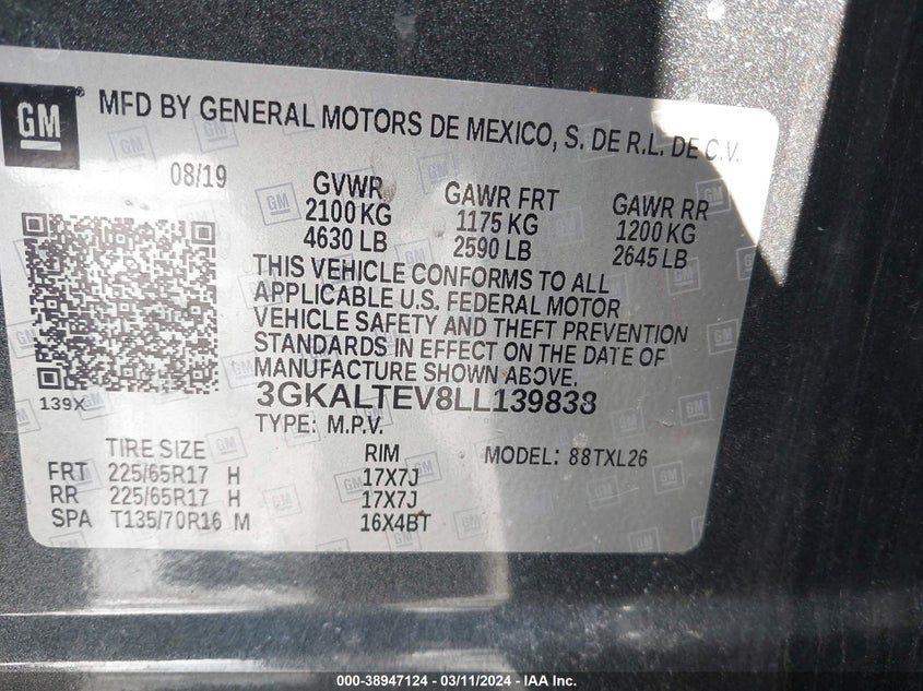 2020 GMC TERRAIN AWD SLE - 3GKALTEV8LL139838