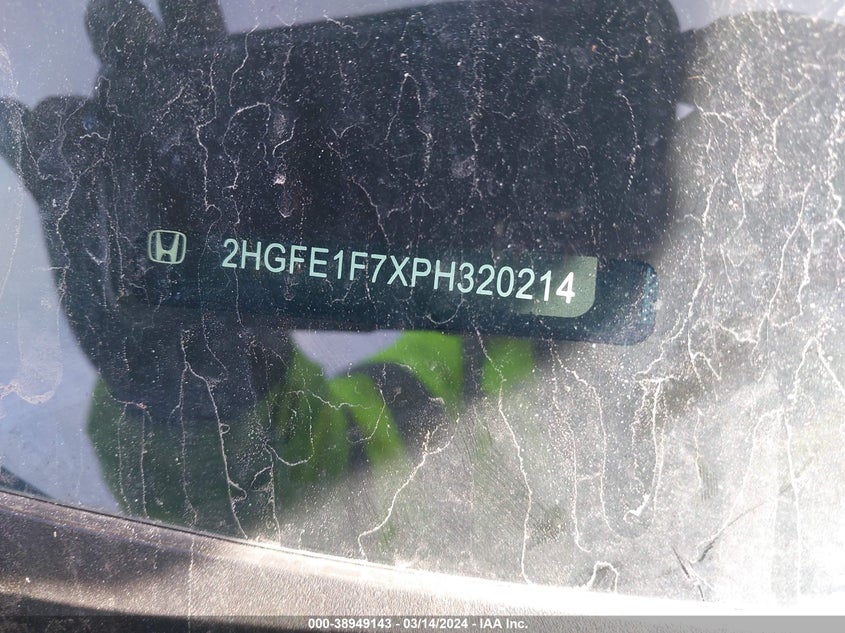 VIN 2HGFE1F7XPH320214 2023 HONDA CIVIC EX