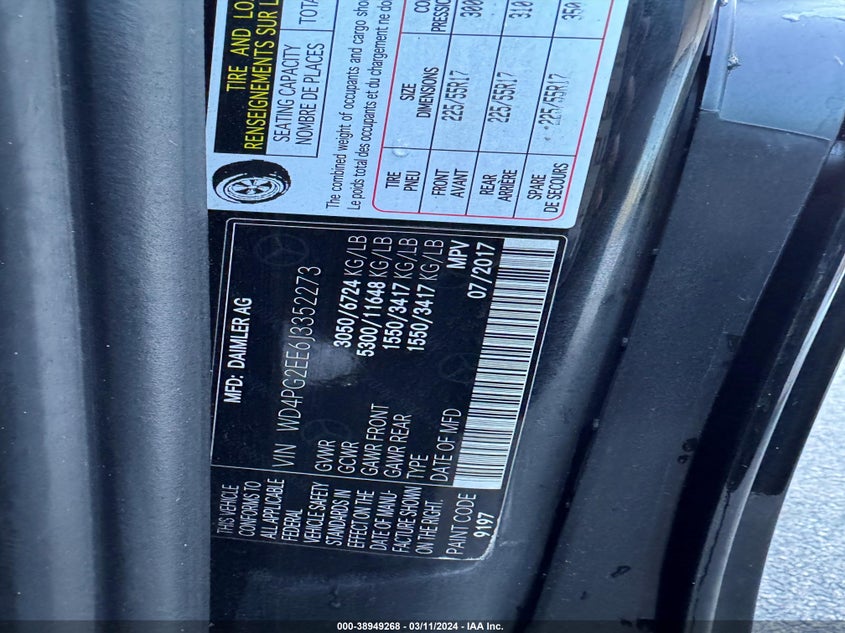 2018 MERCEDES-BENZ METRIS - WD4PG2EE6J3352273