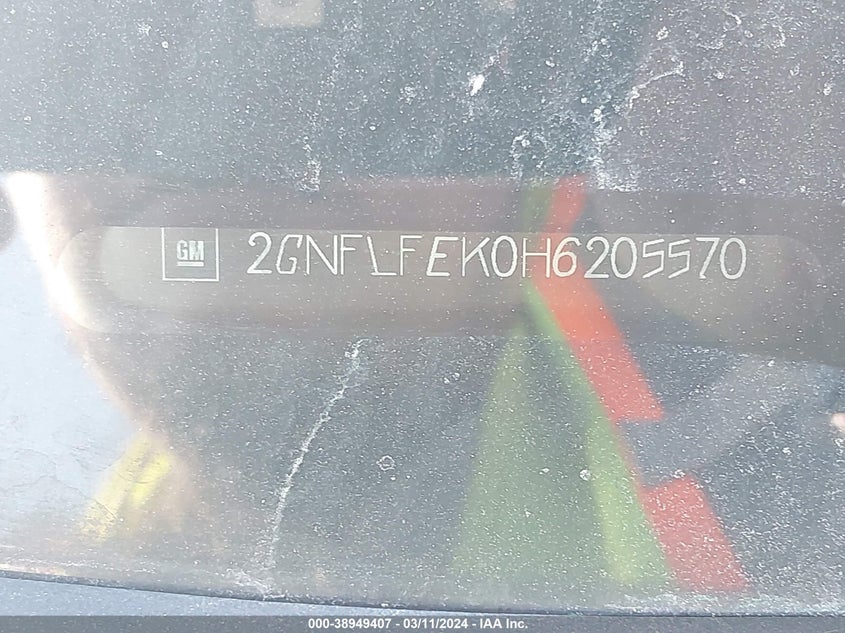 VIN 2GNFLFEK0H6205570 2017 CHEVROLET EQUINOX LT