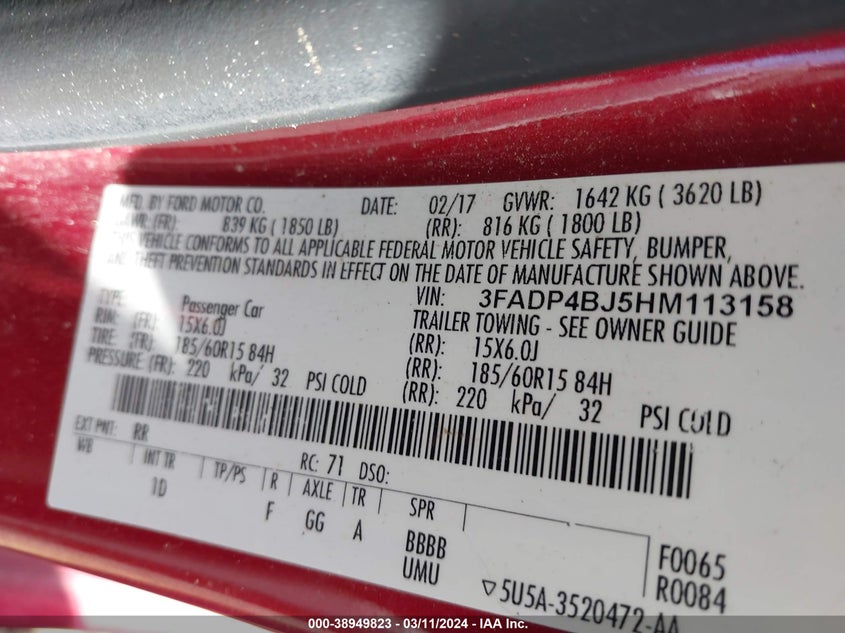 2017 FORD FIESTA SE - 3FADP4BJ5HM113158