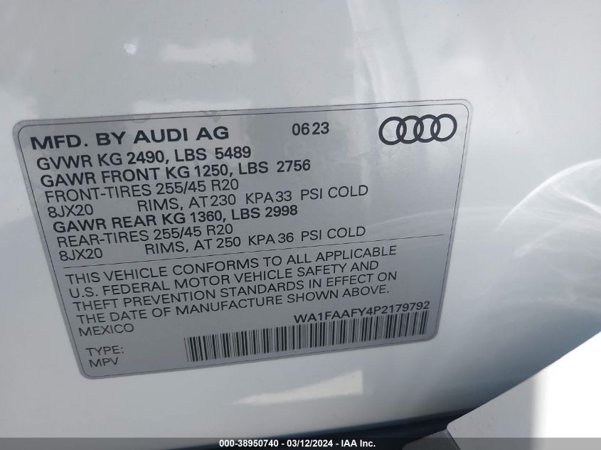 WA1FAAFY4P2179792 2023 AUDI Q5, photo no. 9