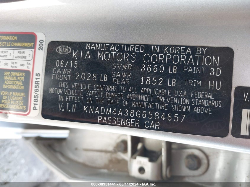 2016 KIA RIO LX - KNADM4A38G6584657