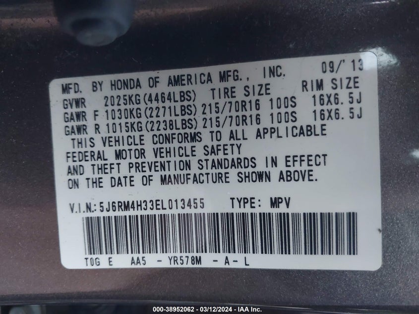 2014 HONDA CR-V LX - 5J6RM4H33EL013455