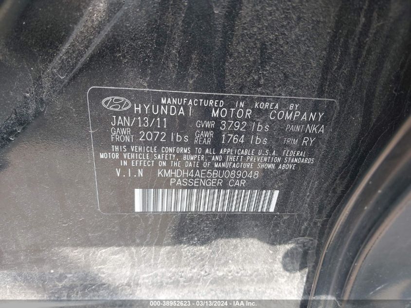 KMHDH4AE5BU089048 | 2011 HYUNDAI ELANTRA