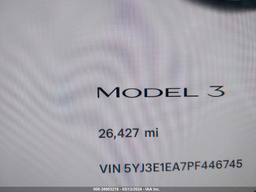 5YJ3E1EA7PF446745 | 2023 TESLA MODEL 3