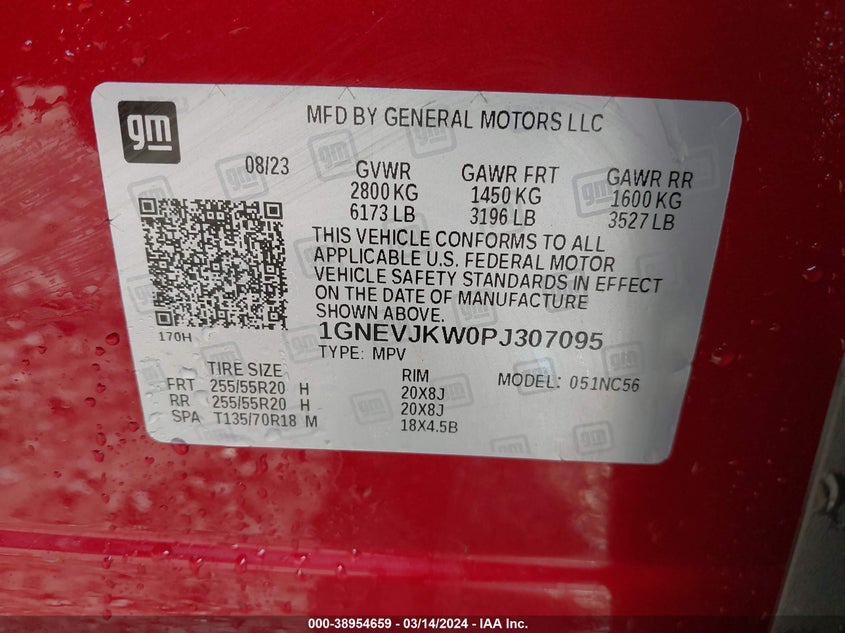 2023 CHEVROLET TRAVERSE AWD RS - 1GNEVJKW0PJ307095