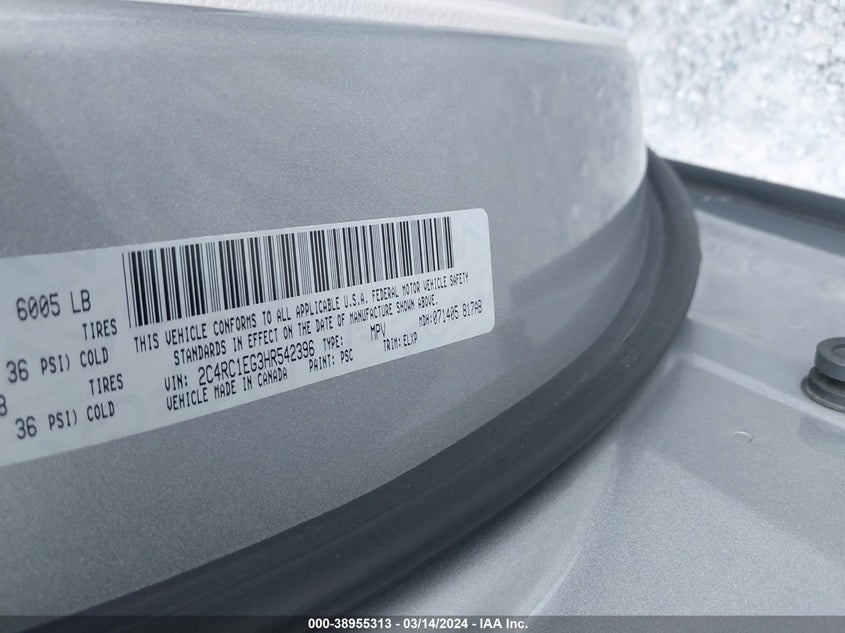 2017 CHRYSLER PACIFICA TOURING L PLUS - 2C4RC1EG3HR542396