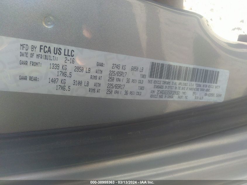 2016 Dodge Grand Caravan R/T VIN: 2C4RDGEG5GR32036 Lot: 38955363