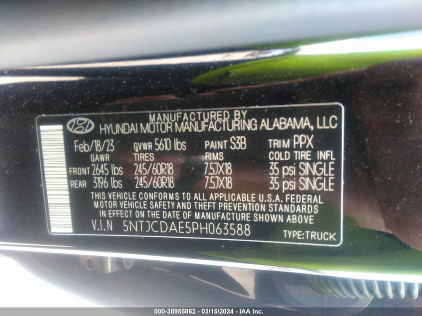2023 HYUNDAI SANTA CRUZ SEL 5NTJCDAE5PH063588