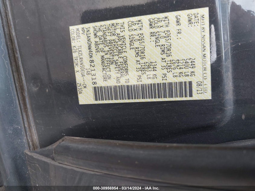 2013 NISSAN XTERRA X/S/PRO-4X - 5N1AN0NW4DN821318