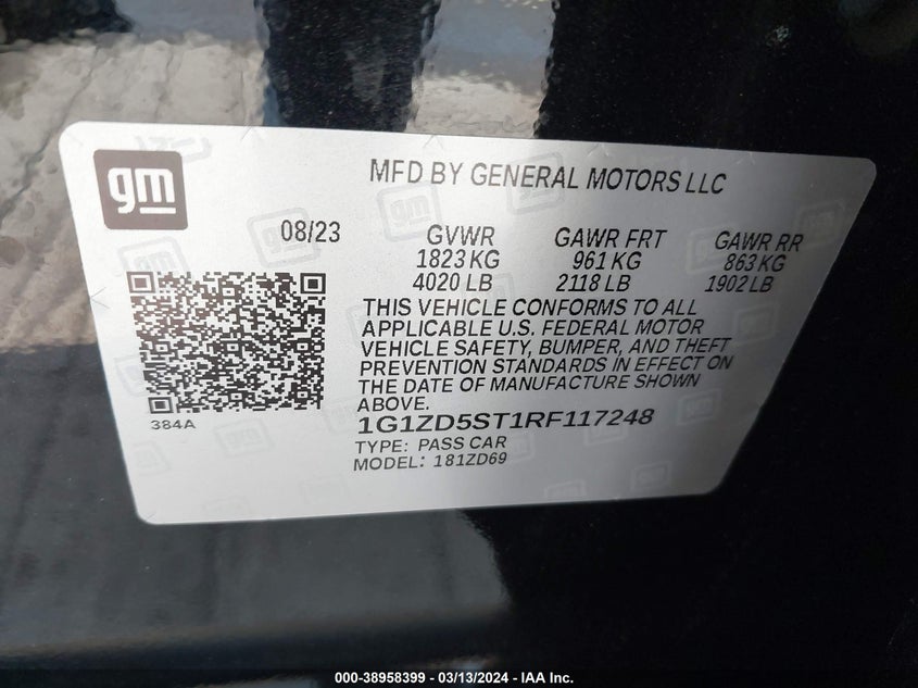 2024 CHEVROLET MALIBU FWD 1LT - 1G1ZD5ST1RF117248