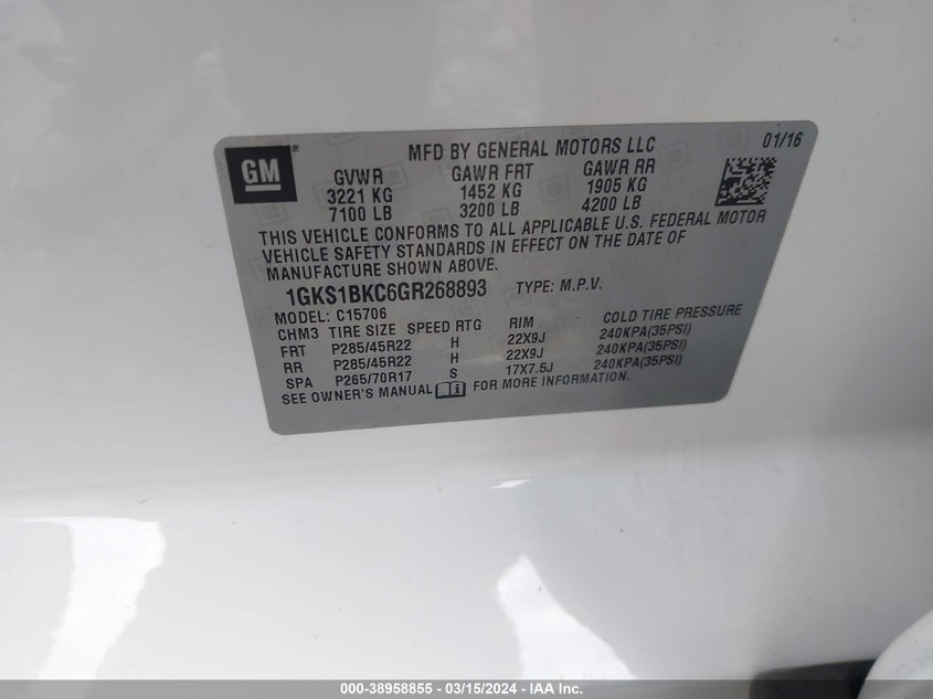 2016 GMC YUKON SLT - 1GKS1BKC6GR268893