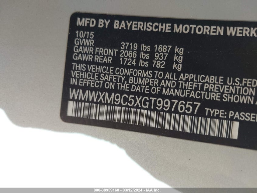 2016 MINI HARDTOP JOHN COOPER WORKS - WMWXM9C5XGT997657