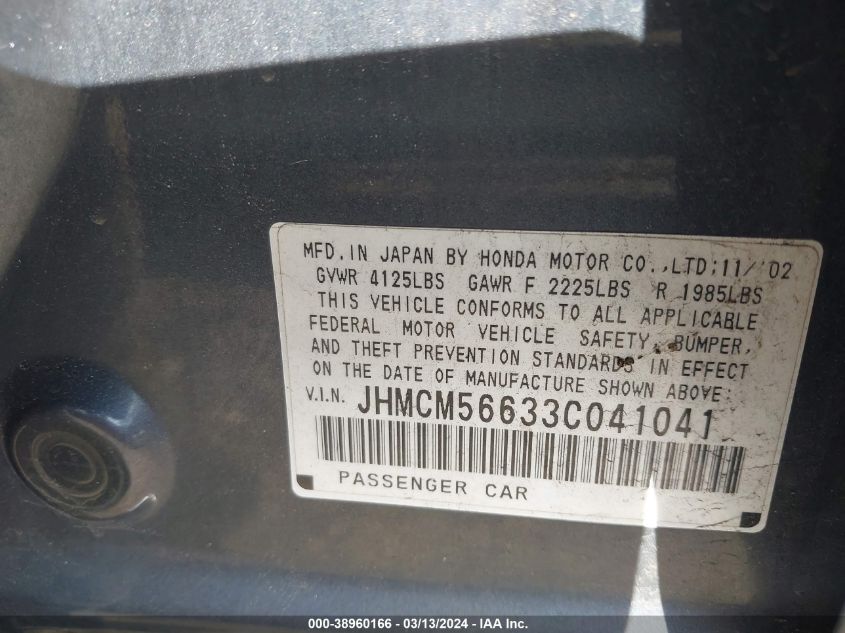 JHMCM56633C041041 | 2003 HONDA ACCORD