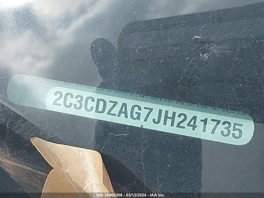 VIN 2C3CDZAG7JH241735 2018 DODGE CHALLENGER SXT