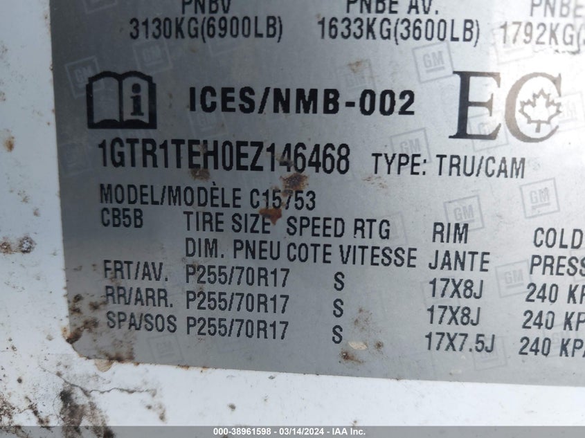 2014 GMC SIERRA 1500 C1500 - 1GTR1TEH0EZ146468